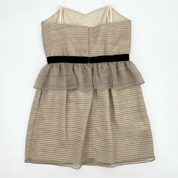 BCBGeneration Beige Shimmer Strapless Peplum Dress NWT - Picture 3 of 11